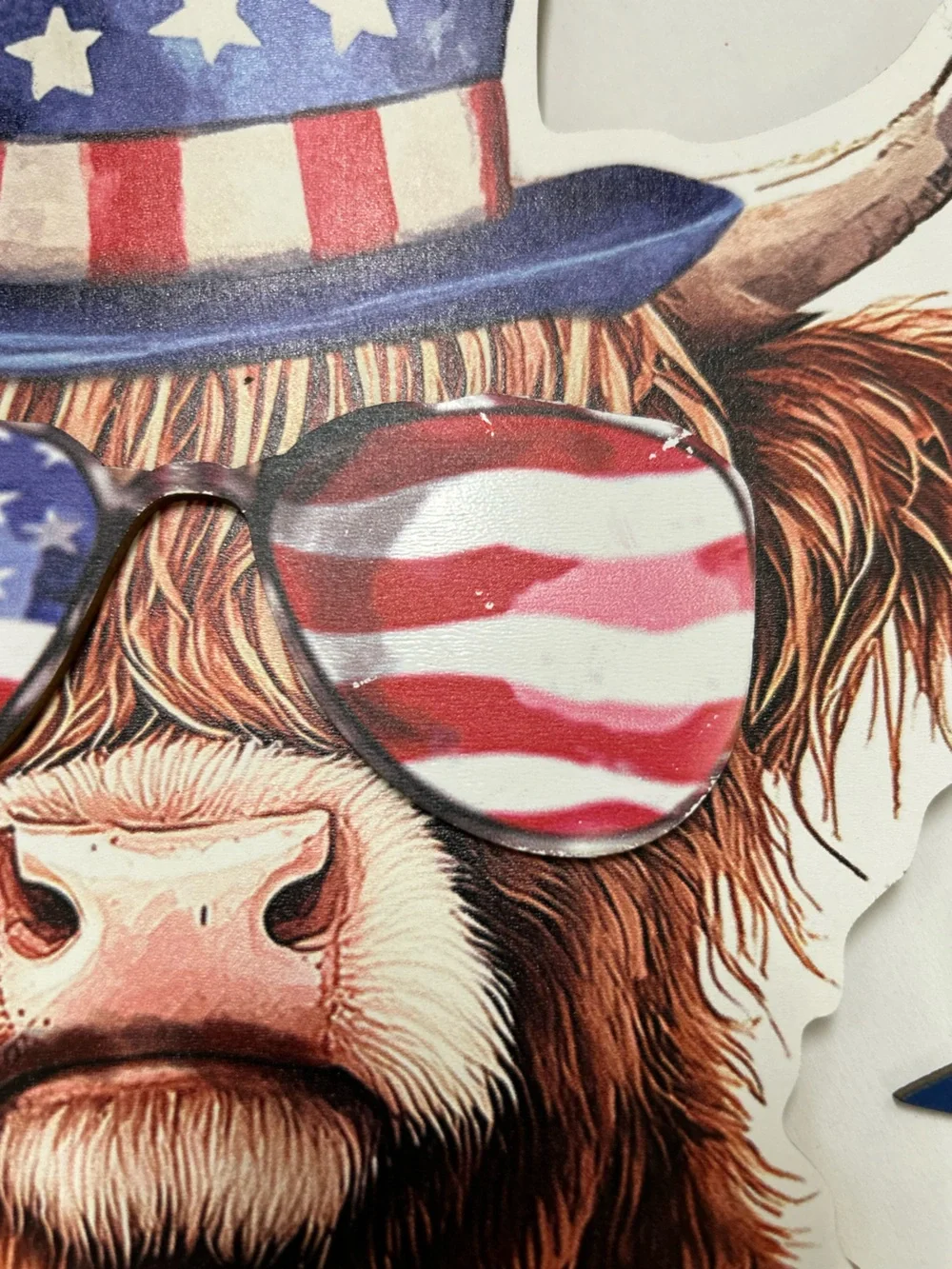 Hobby Lobby Patriotic Red White and Blue Cow Wall Sign - Read
